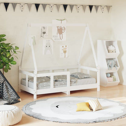 Kids Bed Frame Solid Wood Pine White 70 cm 140 cm