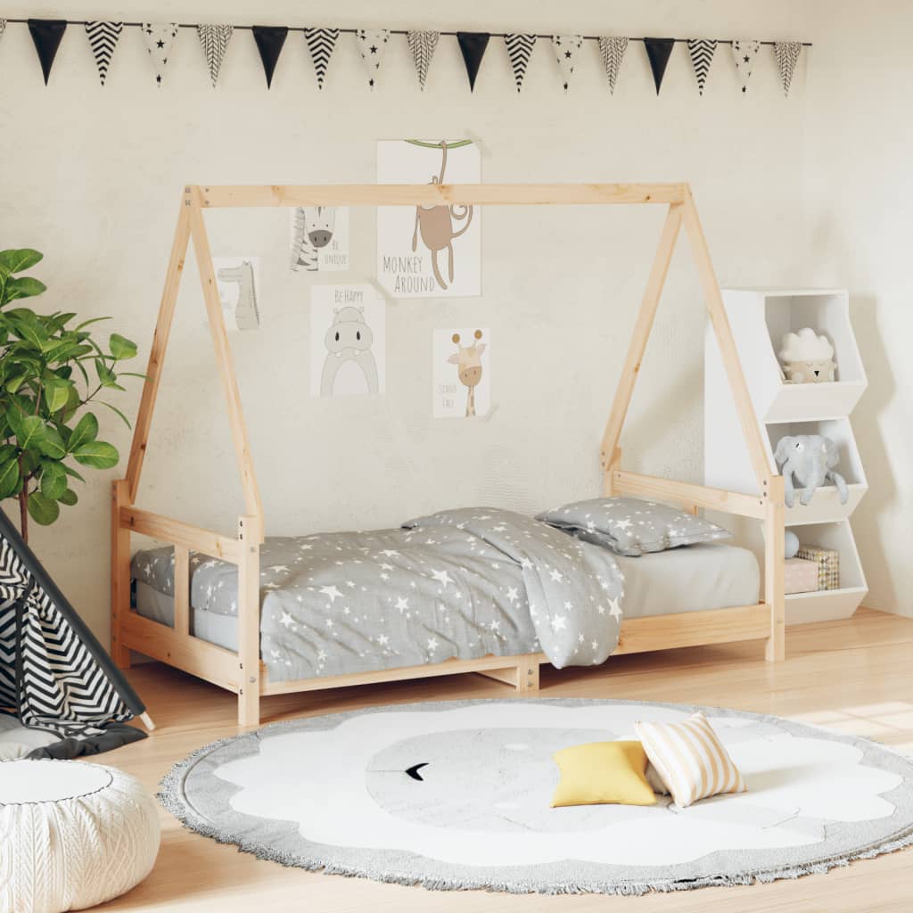 Kids Bed Frame Solid Wood Pine Natural 80 cm 160 cm