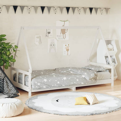 Kids Bed Frame Solid Wood Pine White 90 cm 190 cm