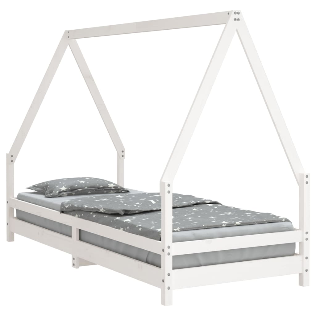 vidaXL Kids Bed Frame White 90x200 cm Solid Wood Pine 2