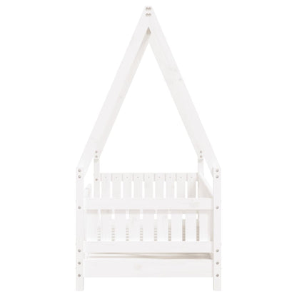 Kids Bed Frame Solid Wood Pine White 70 cm 140 cm