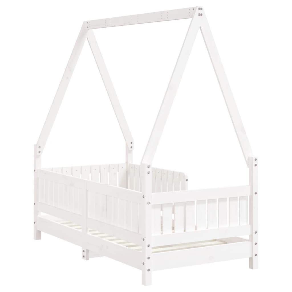 Kids Bed Frame Solid Wood Pine White 70 cm 140 cm