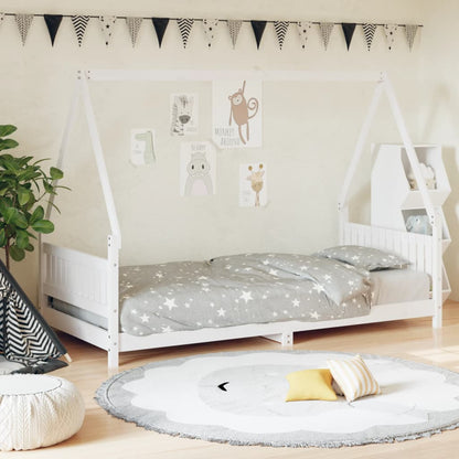 Kids Bed Frame Solid Wood Pine White 90 cm 190 cm