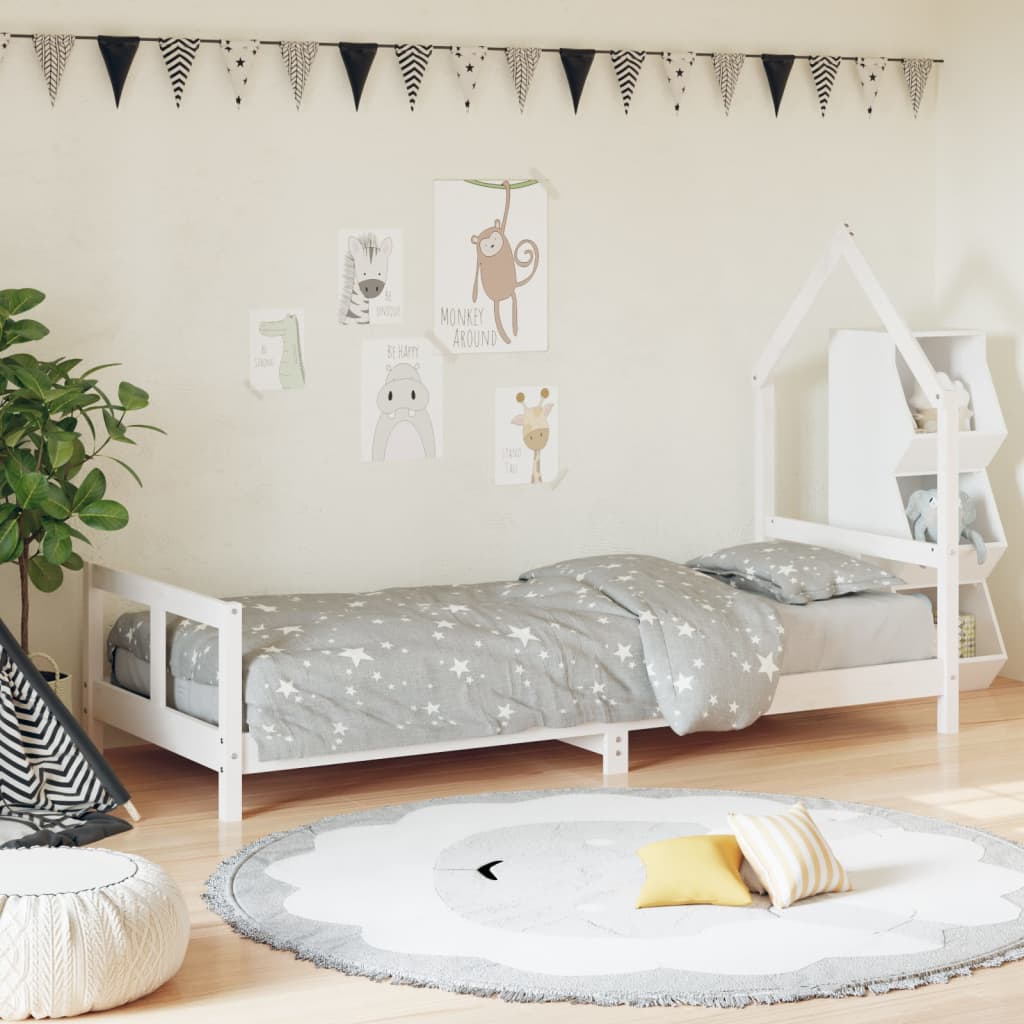 vidaXL Kids Bed Frame White 80x200 cm Solid Wood Pine 1