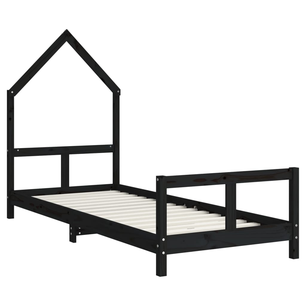 vidaXL Kids Bed Frame Black 80x200 cm Solid Wood Pine 3