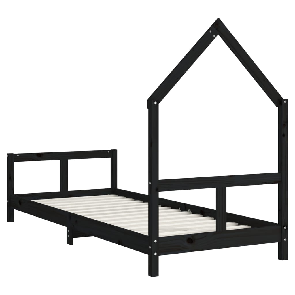 vidaXL Kids Bed Frame Black 80x200 cm Solid Wood Pine 5