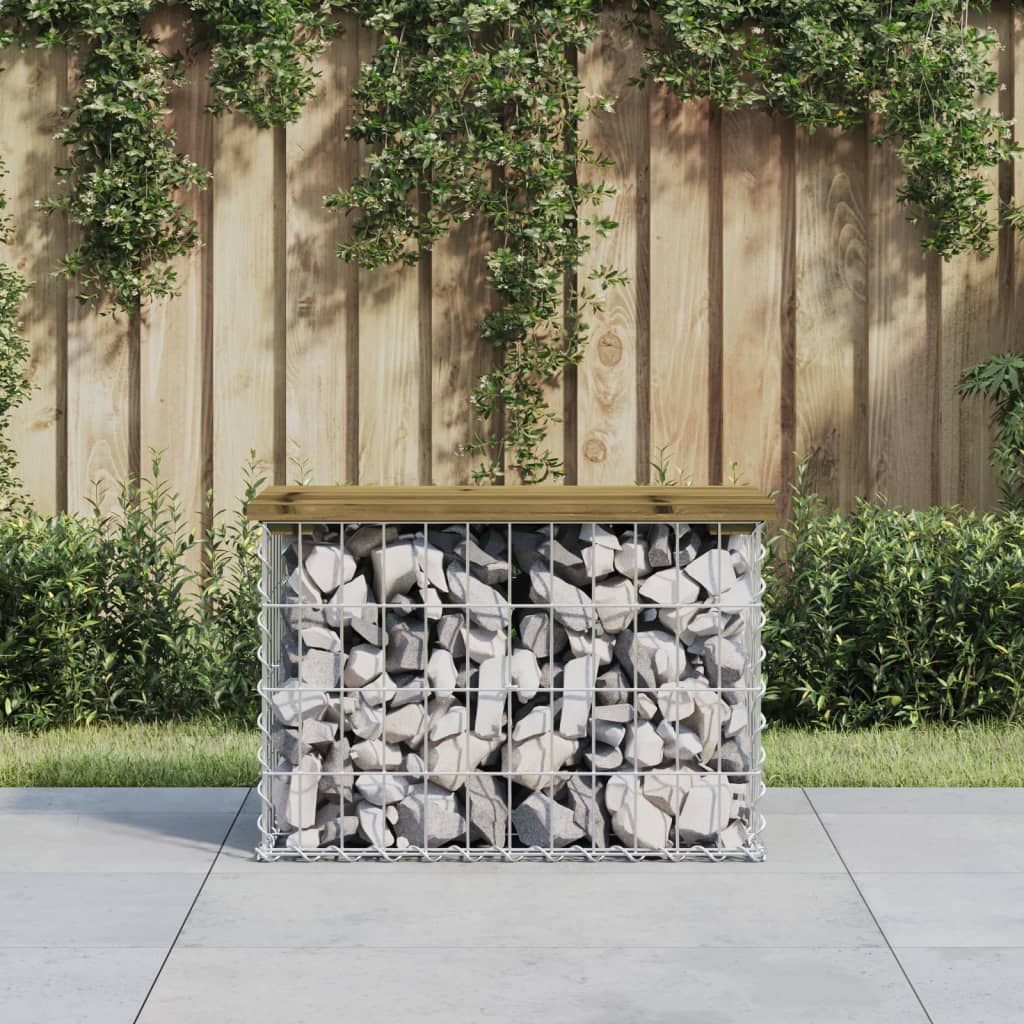 vidaXL Garden Bench Gabion Design 63x31.5x42 cm Impregnated Wood Pine 1