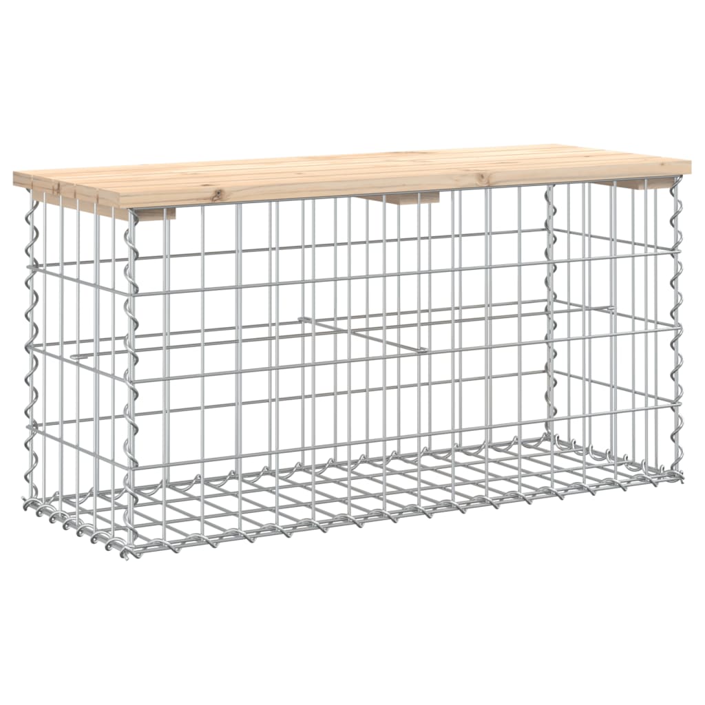 vidaXL Garden Bench Gabion Design 83x31.5x42 cm Solid Wood Pine 2
