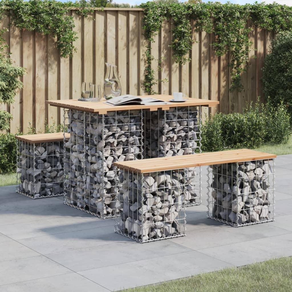 vidaXL Garden Table Gabion Design 100x70x72 cm Solid Wood Pine 1