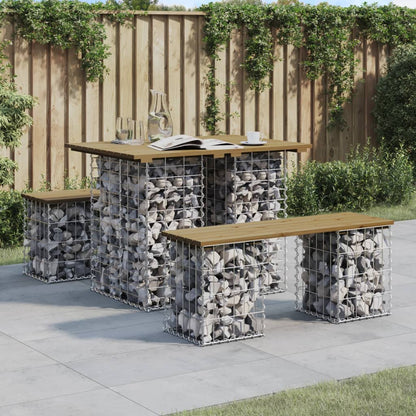 vidaXL Garden Table Gabion Design Solid Wood Pine