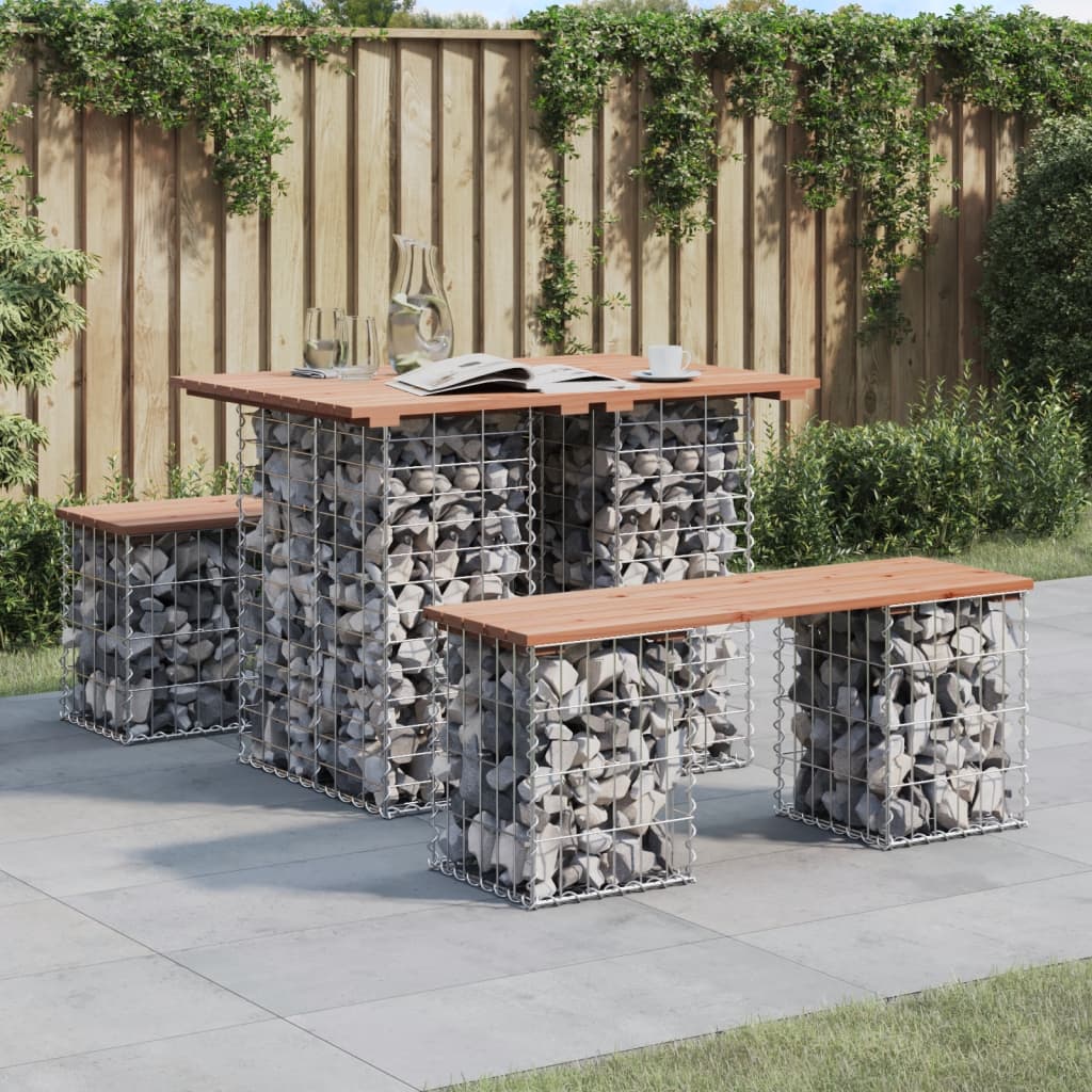 vidaXL Garden Table Gabion Design 100x70x72 cm Solid Wood Douglas 1