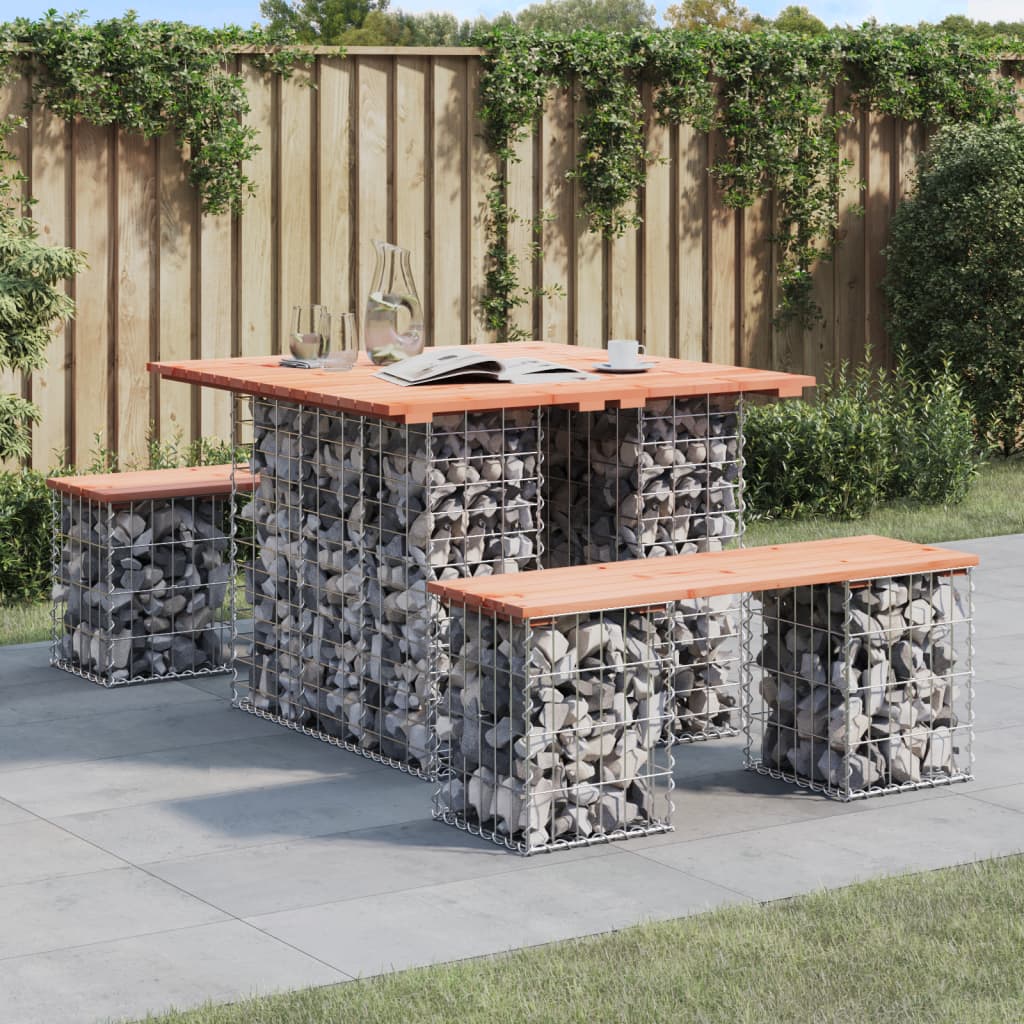 vidaXL Garden Table Gabion Design 100x102x72 cm Solid Wood Douglas 1