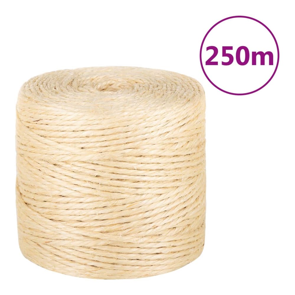 vidaXL Rope 100% Sisal Length 250 m