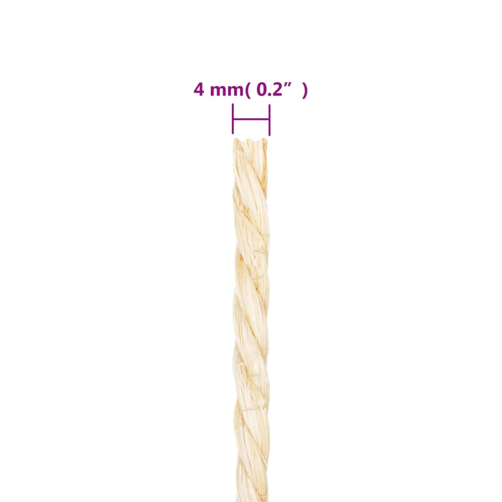 Rope 100% Sisal Length 500 m 4 mm