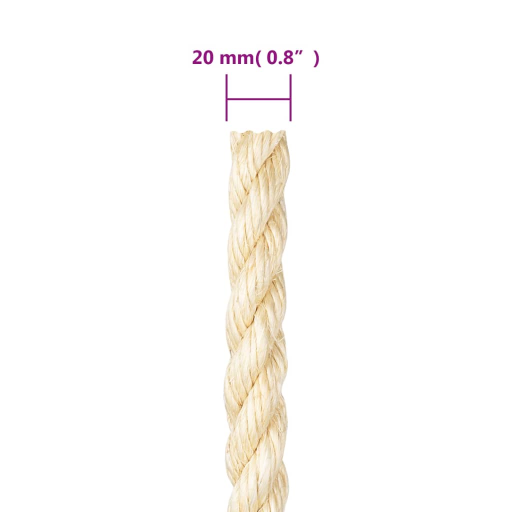 vidaXL Rope 100% Sisal 20 mm 25 m 4