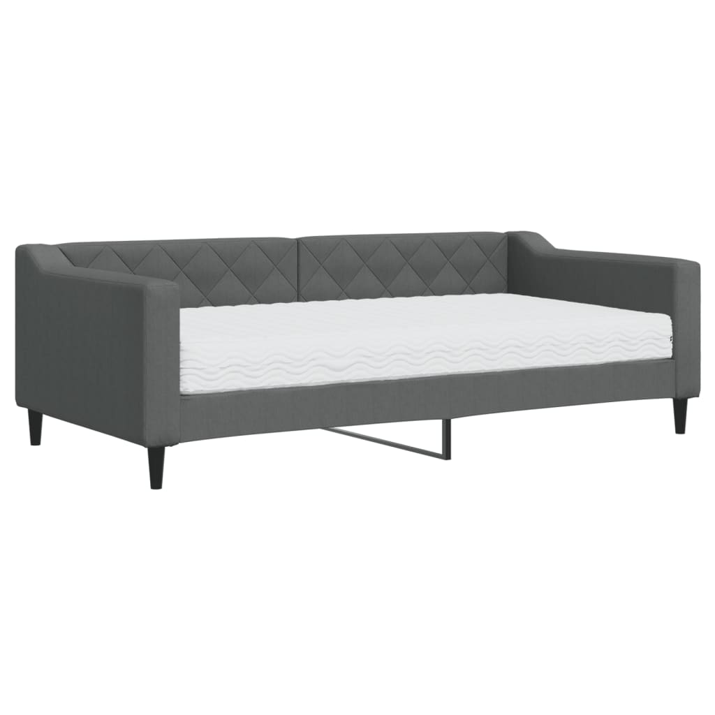 Day Bed 90x190 cm Fabric Dark grey With mattress