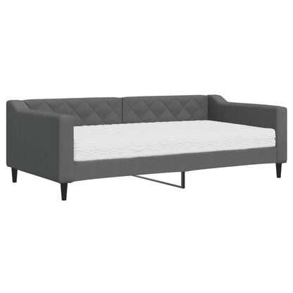 Day Bed 90x190 cm Fabric Dark grey With mattress