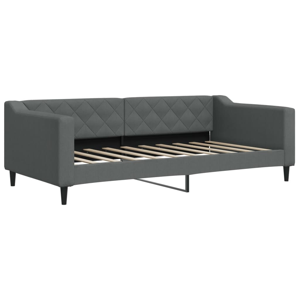 Day Bed 90x190 cm Fabric Dark grey With mattress