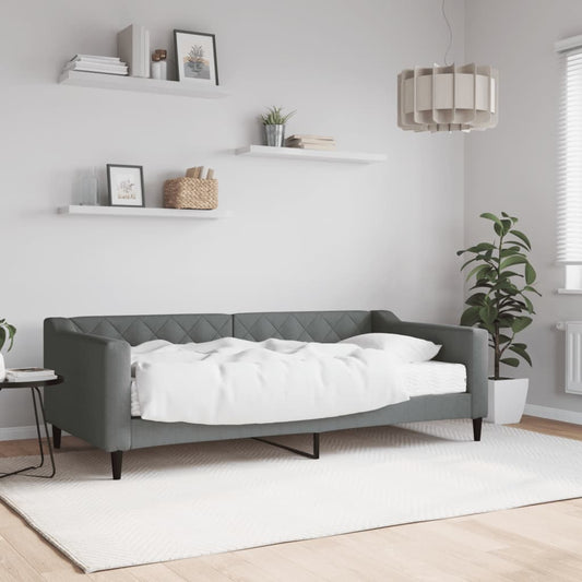 Day Bed 90x190 cm Fabric Dark grey With mattress
