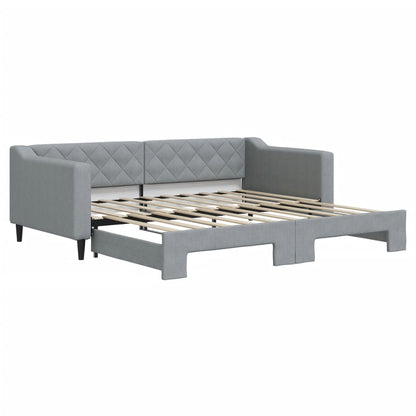Day Bed 90x190 cm Fabric Light grey With trundle