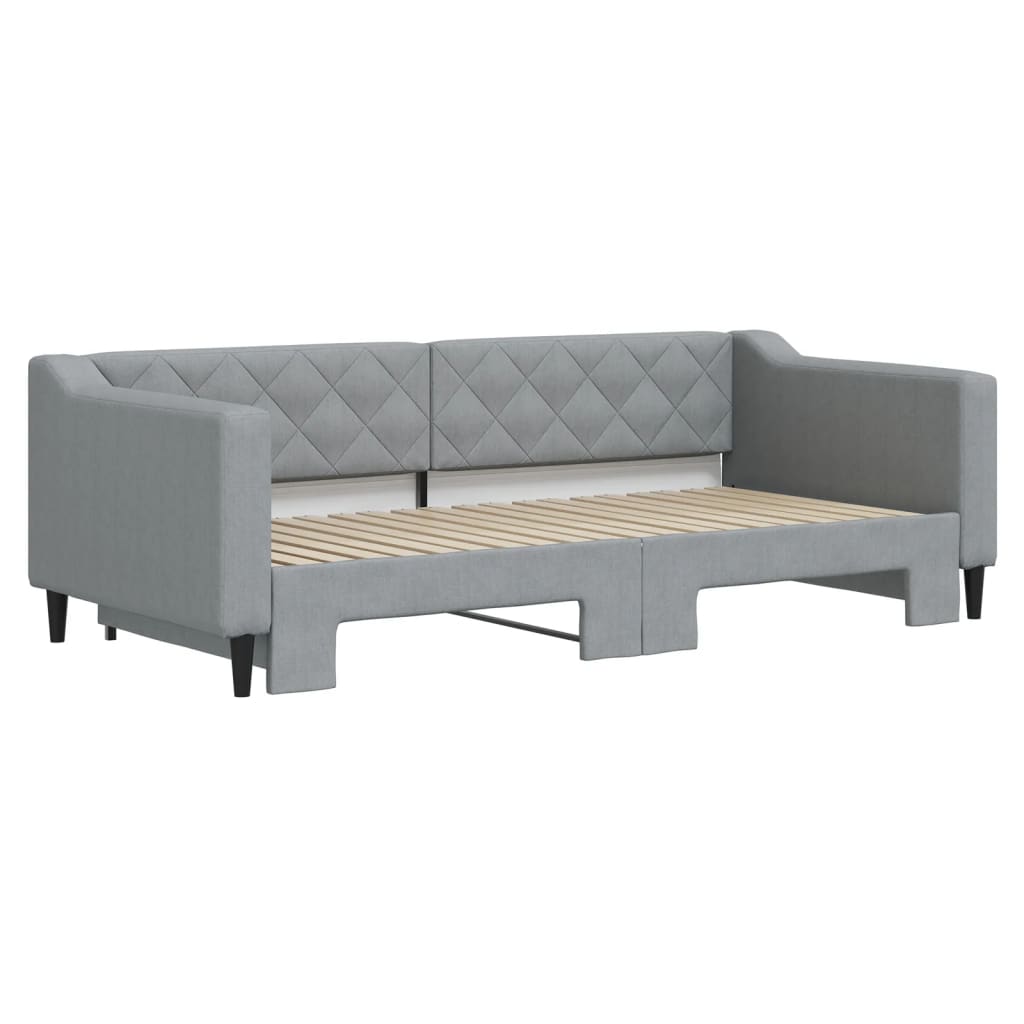 Day Bed 90x190 cm Fabric Light grey With trundle