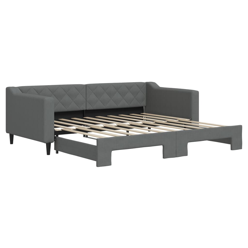 Day Bed 90x190 cm Fabric Dark grey With trundle