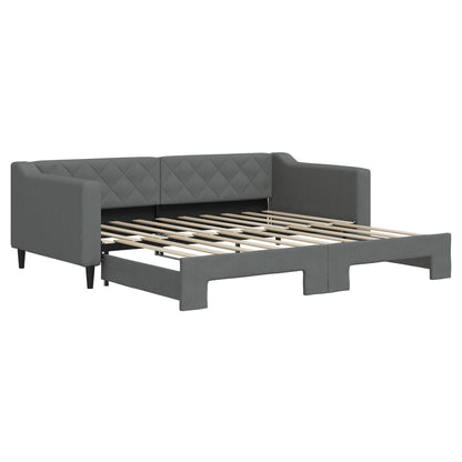Day Bed 90x190 cm Fabric Dark grey With trundle