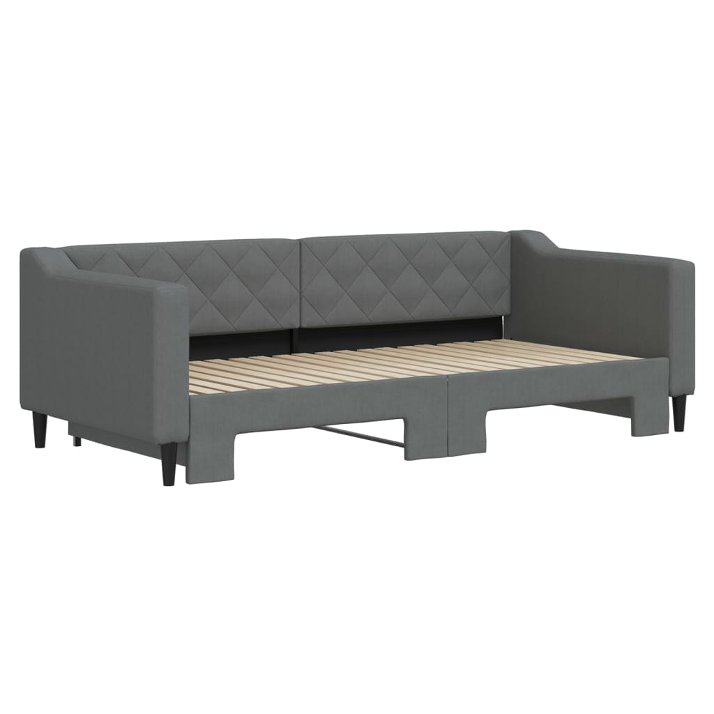 Day Bed 90x190 cm Fabric Dark grey With trundle