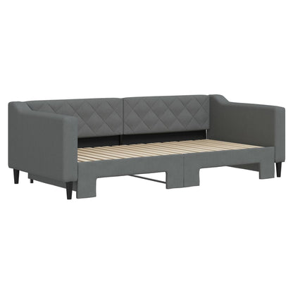 Day Bed 90x190 cm Fabric Dark grey With trundle