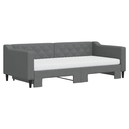 Day Bed 90x190 cm Fabric Dark grey With trundle & mattress