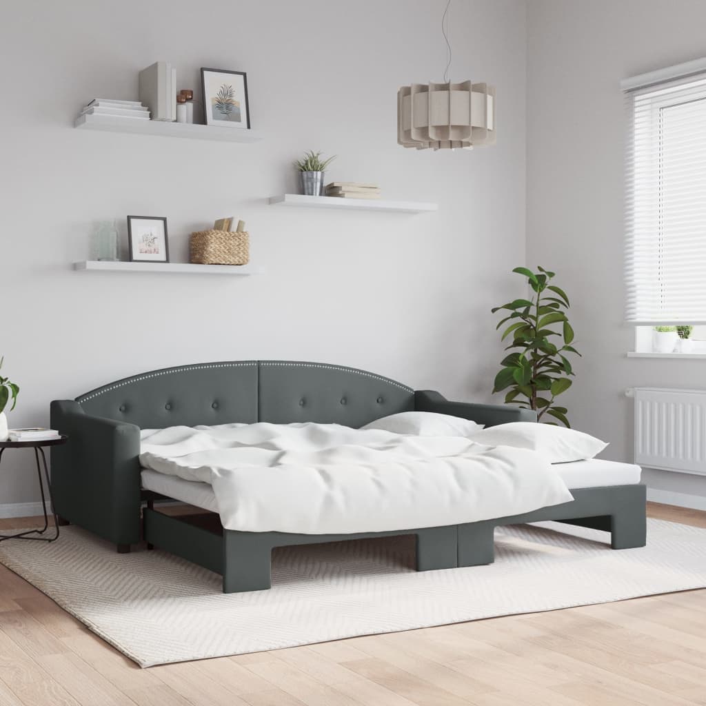 Daybed 90x190 cm Fabric With trundle
