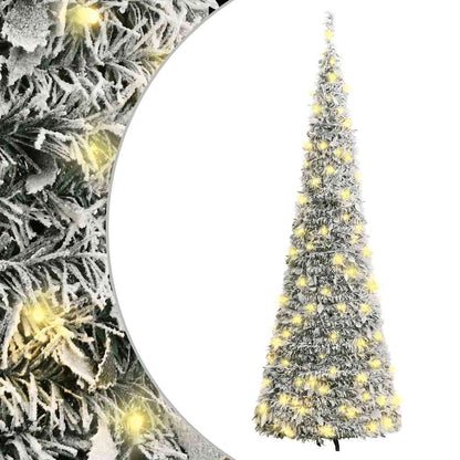vidaXL Artificial Christmas Tree Pop-up Flocked Snow 100 LEDs 150 cm 1