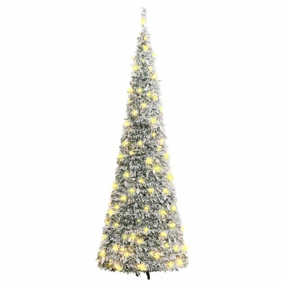 vidaXL Artificial Christmas Tree Pop-up Flocked Snow 100 LEDs 150 cm 5