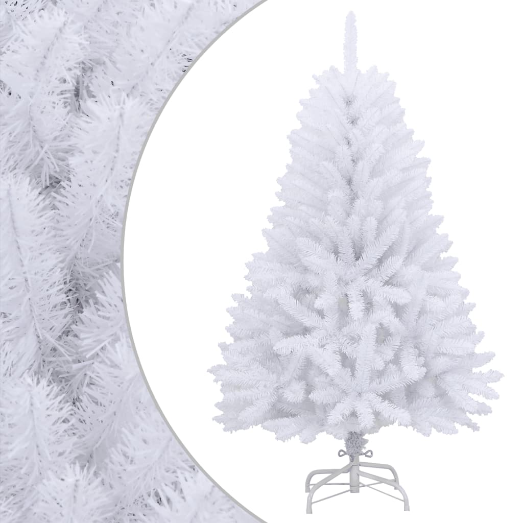 vidaXL Artificial Hinged Christmas Tree | White | PVC, metal | Medium 1