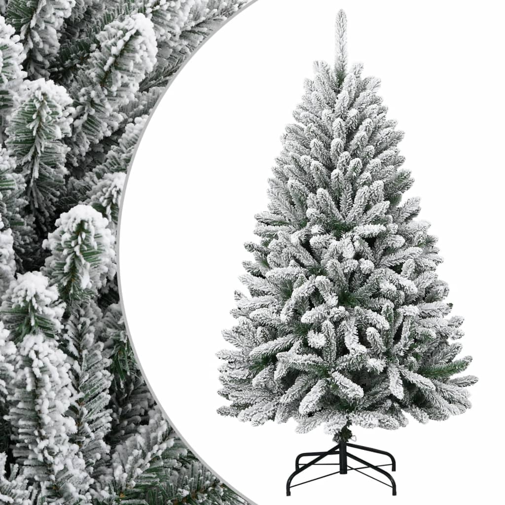vidaXL Artificial Hinged Christmas Tree | Green and white | PVC, metal | Medium 1