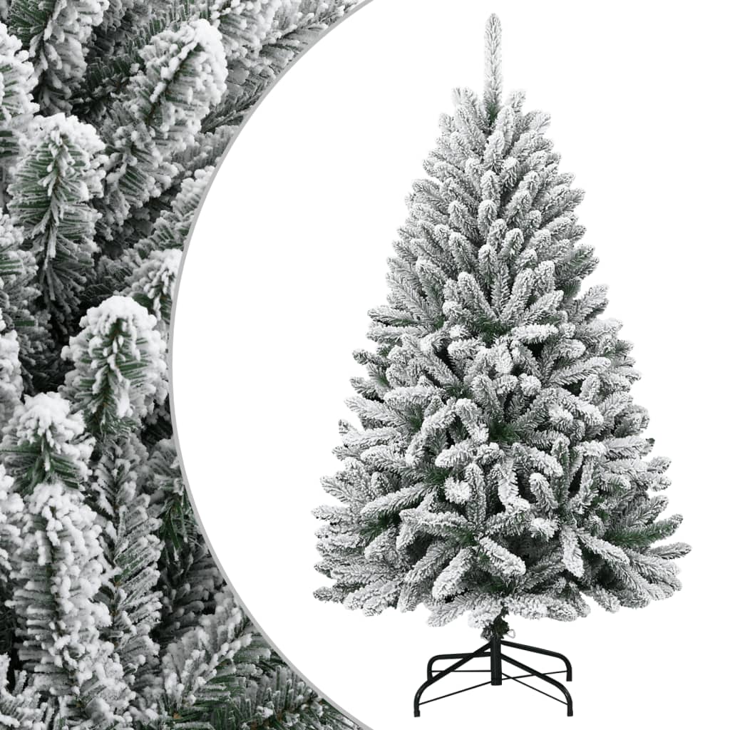 vidaXL Artificial Hinged Christmas Tree | Green and white | PVC, metal 1