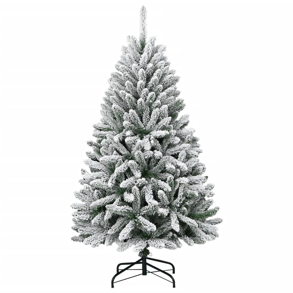 vidaXL Artificial Hinged Christmas Tree | Green and white | PVC, metal 2