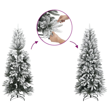 vidaXL Artificial Hinged Christmas Tree | Green and white | PVC, metal 4