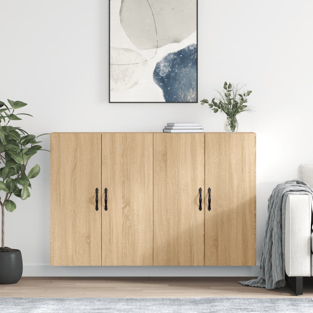 Wall Mounted Cabinets 2 pcs Engineered Wood Leaf Black Sonoma oak