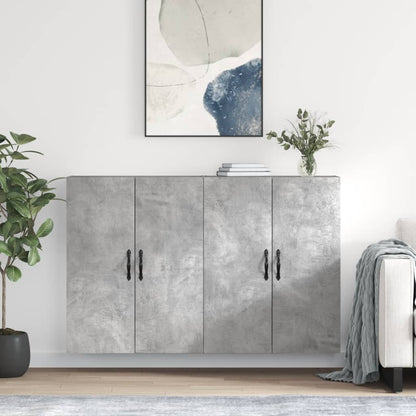 Wall Mounted Cabinets 2 pcs Engineered Wood Leaf Black Concrete grey