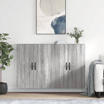 Wall Mounted Cabinets 2 pcs Engineered Wood Leaf Black Grey sonoma