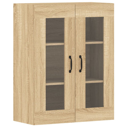 Wall Mounted Cabinets 2 pcs Engineered Wood Metal Black High gloss white