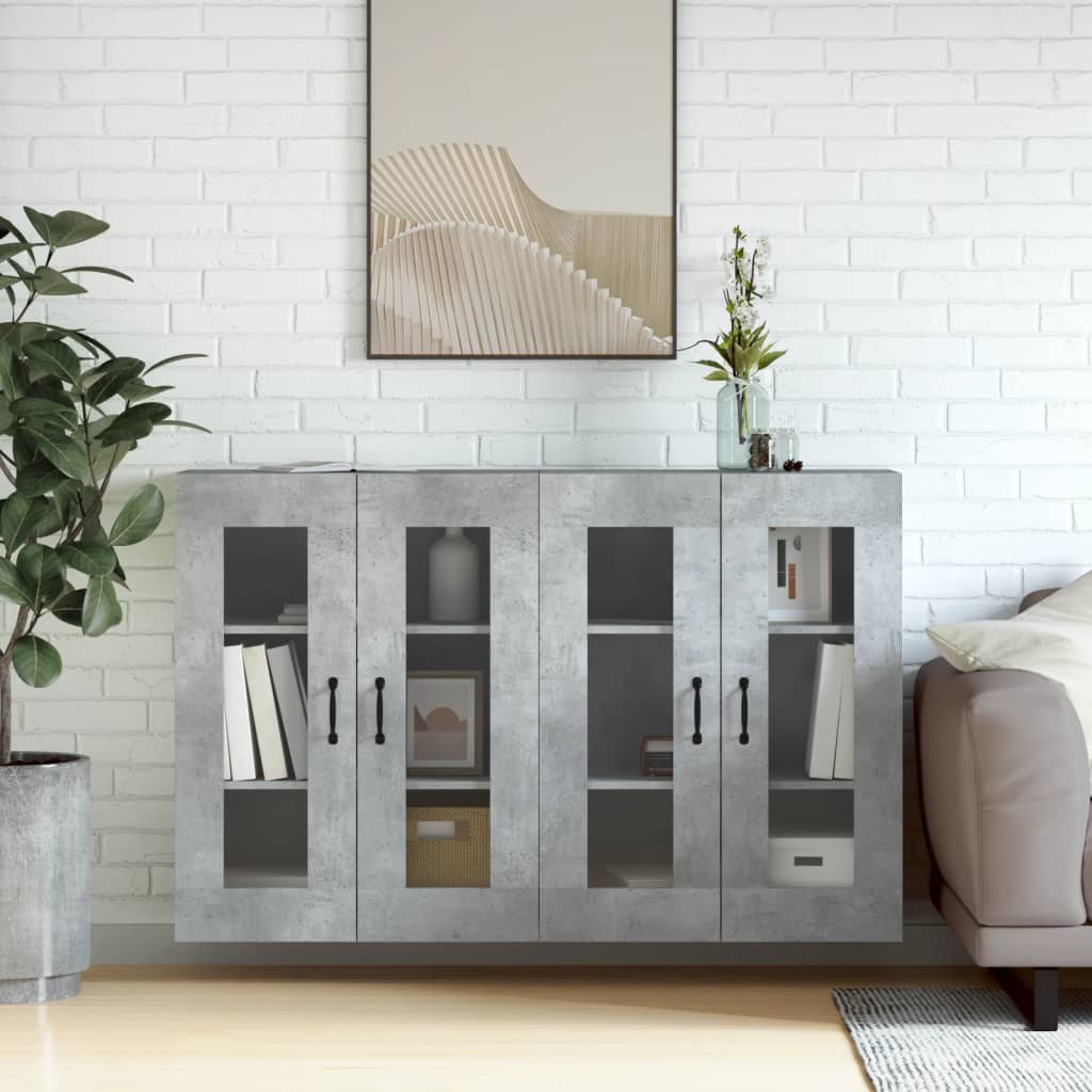 Wall Mounted Cabinets 2 pcs Engineered Wood Metal Black Sonoma oak