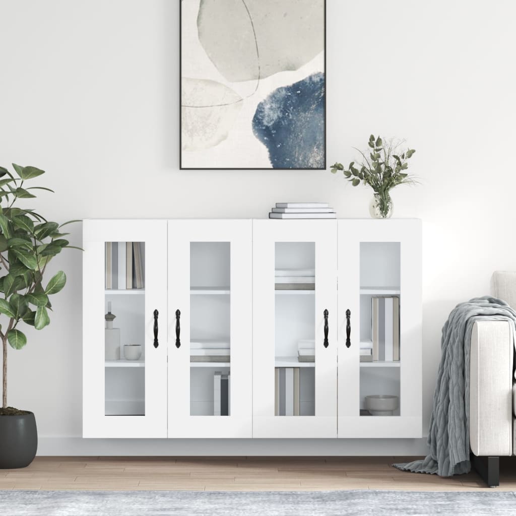 Wall Mounted Cabinets 2 pcs Engineered Wood Leaf Black White