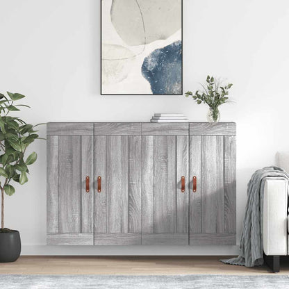 Wall Mounted Cabinets 2 pcs Engineered Wood Leather Grey sonoma