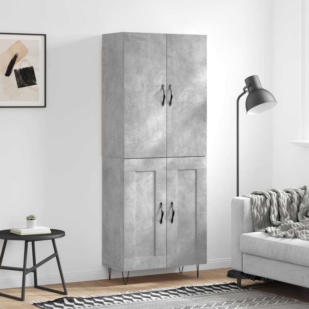 Highboard 69.5x34x180 cm Engineered Wood 2 Wood Doors Concrete grey