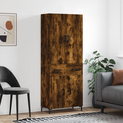 Highboard 69.5x34x180 cm Engineered Wood 2 Doors 2 Drawers Smoked oak
