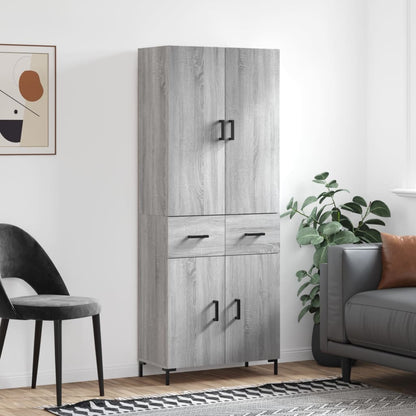 Highboard 69.5x34x180 cm Engineered Wood 2 Doors 2 Drawers Grey sonoma
