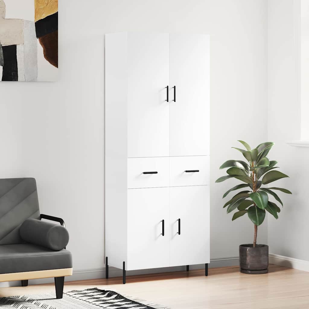 Highboard 69.5x34x180 cm Engineered Wood 2 Doors 2 Drawers White