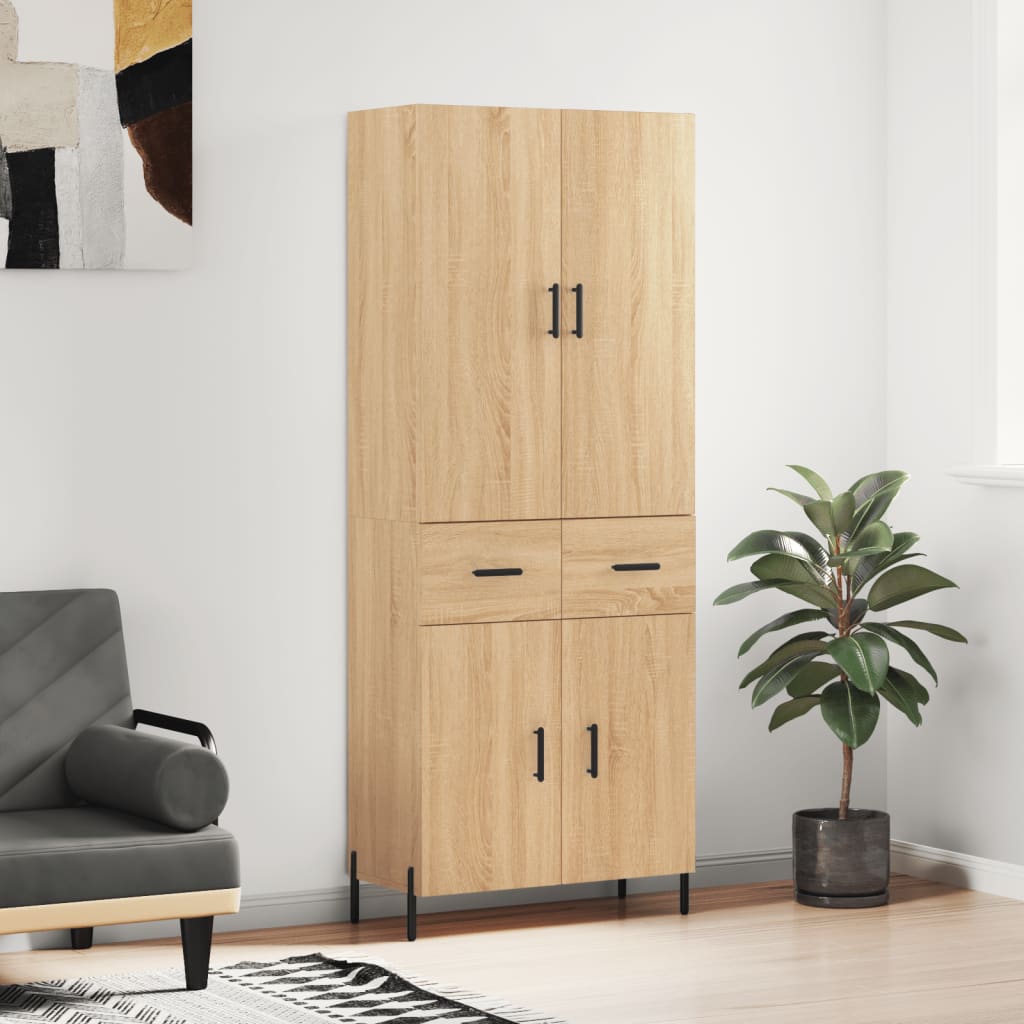 Highboard 69.5x34x180 cm Engineered Wood 2 Doors 2 Drawers Sonoma oak